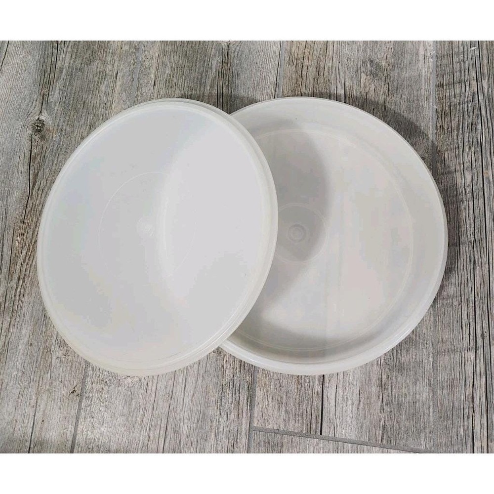 Vintage Tupperware Cupcake / Pie Container Keeper Clear 242-5 & 224-15 (lid) 12"